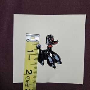 Antique Elegant Poodle Brooch Pin Black Enamele